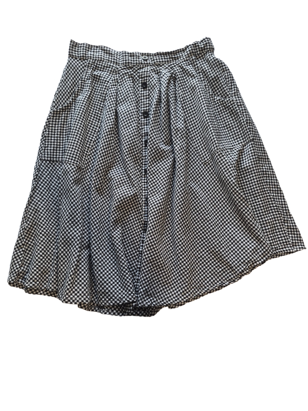 Violet Skies Black & White Gingham Button-Front Midi Skirt - Size M